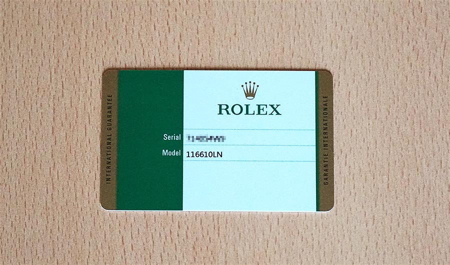 ロレックス国際保証カードのイメージ