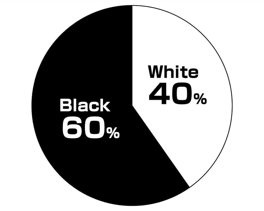 J12のホワイトとブラックの人気比率のグラフ