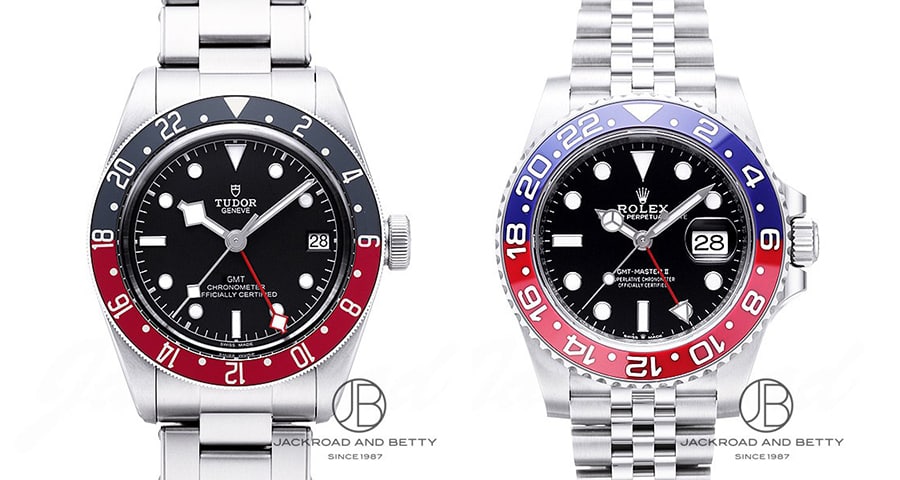 チューダー ヘリテージ ブラックベイGMT Ref.79830RBとロレックス GMTマスターⅡRef.126710BLROの比較イメージ