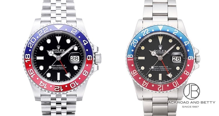ロレックス GMTマスターII Ref. 126710BLROとロレックス GMTマスター Ref.16750の比較