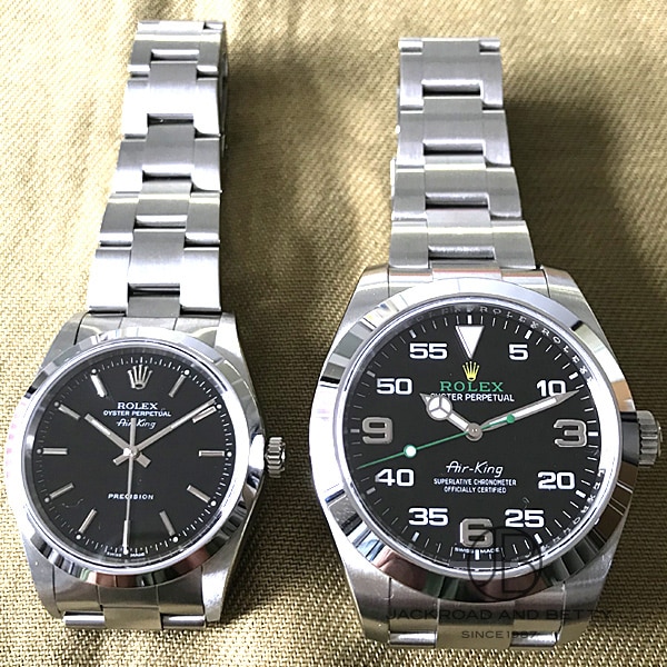 左：ロレックス エアキング Ref.116900 右：ロレックス エアキング Ref.14000M