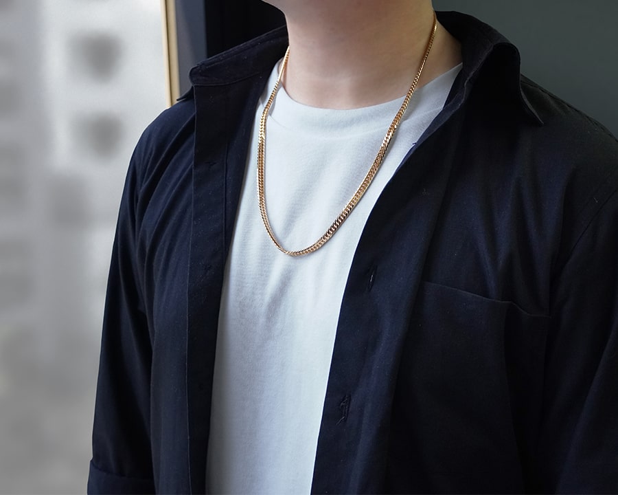 身長163cmの喜平ネックレス60cmの着用イメージ