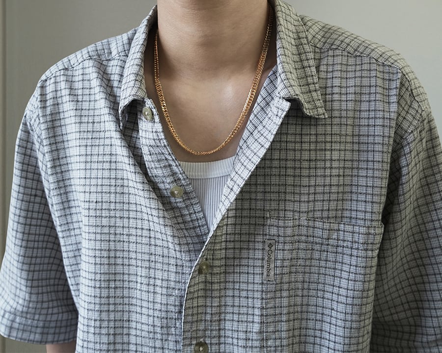 身長176cmの喜平ネックレス50cmの着用イメージ
