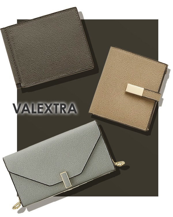 上、ヴァレクストラ マネークリップ／中、ヴァレクストラ スナップ ウォレット 二つ折り財布 ／下、ヴァレクストラ イジィデ チェーン ウォレット