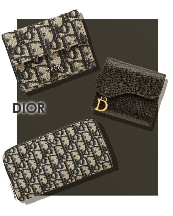 上、ディオール 3つ折り ウォレット/中、ディオール サドル ロータス ウォレット/下、ディオール ロング ジップ ウォレット