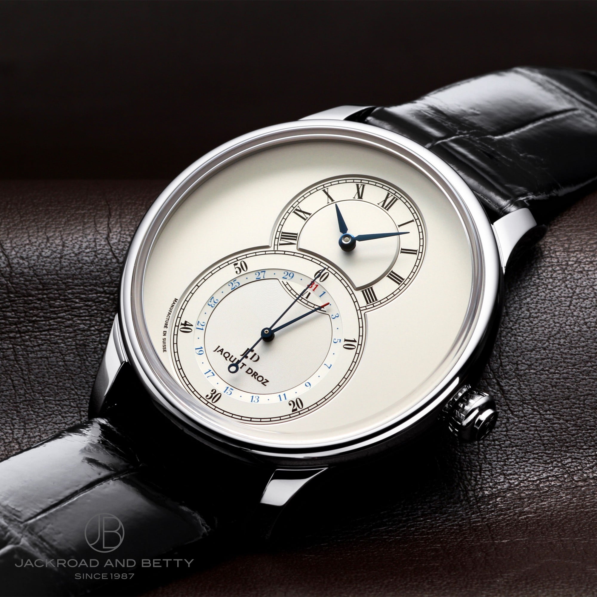 【本物保証】 箱・保付 超美品 ジャケドロー JAQUET DROZ グランセコンド カンティエーム スモールセコンド メンズ 腕時計 J007030242