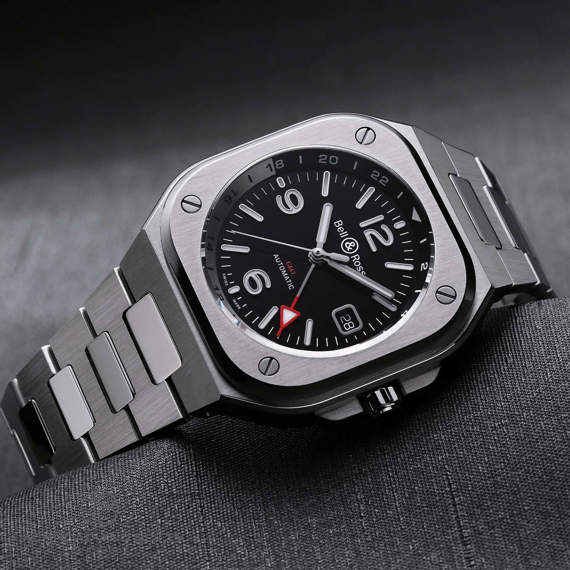 ベル＆ロス Bell＆Ross BR05G-BL-ST/SST BR05 GMT デイト 自動巻き メンズ 美品 箱・保証書付き_754506