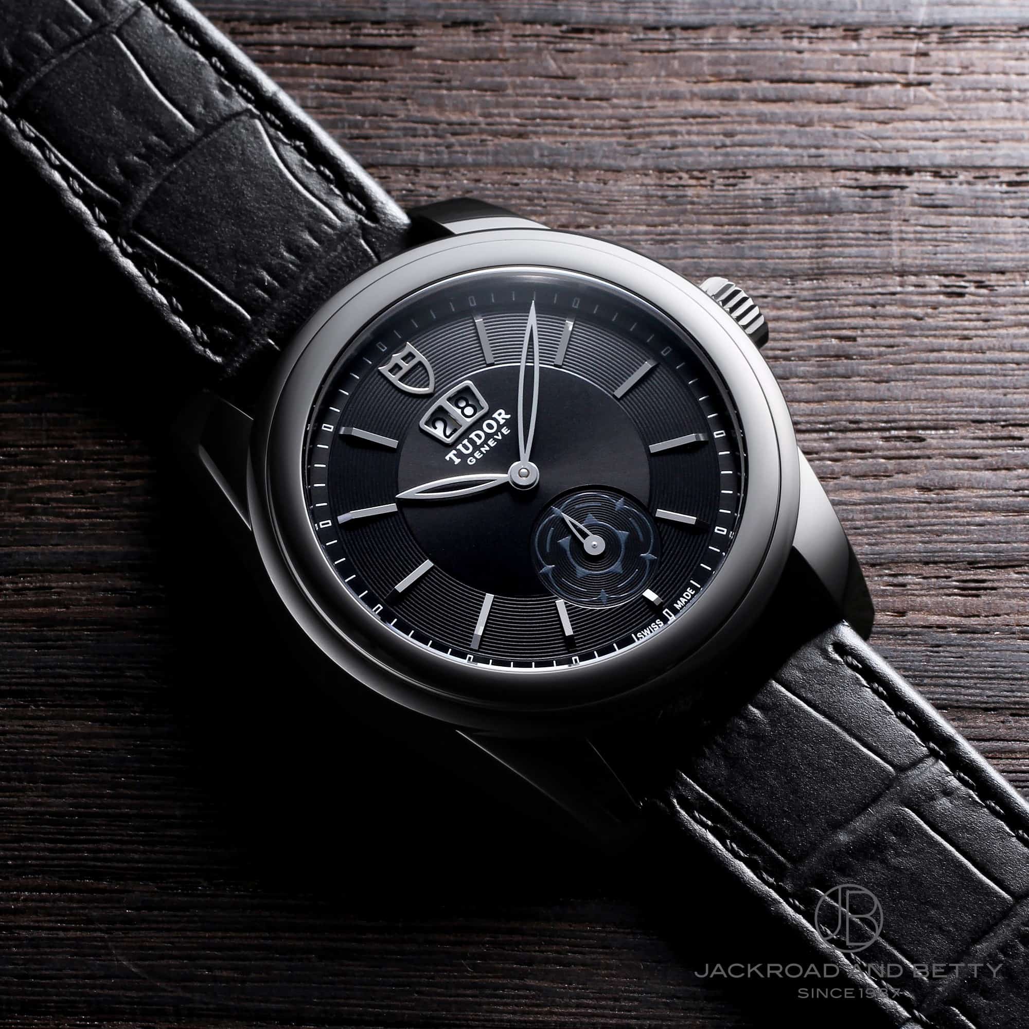 チューダー/チュードル TUDOR グラマーダブルデイト 黒文字盤 57100 ブラック ステンレススチール 自動巻き メンズ 腕時計