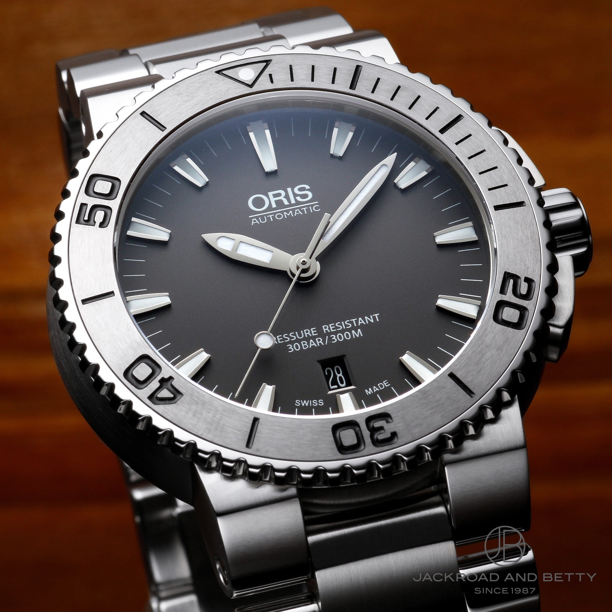 オリス　ORIS　アクイス　デイト　733 7653 4153M　SS　グレー