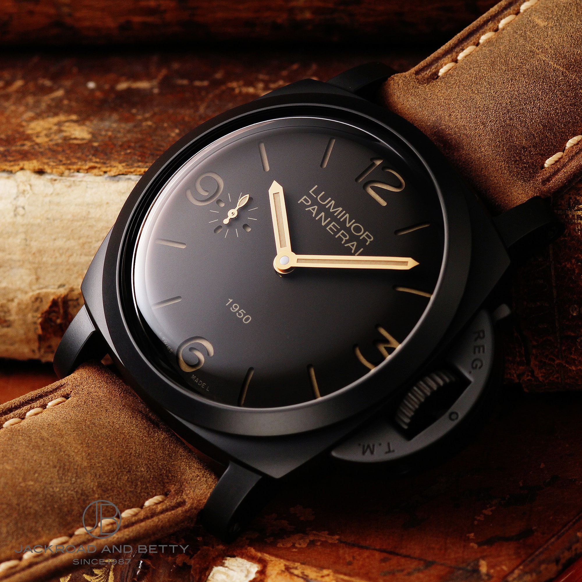 【PANERAI】パネライ ルミノール1950 3DAYS  限定2000本 PAM00375 レザー×コンポジット 茶 手巻き スモールセコンド メンズ ブラウン文字盤 腕時計