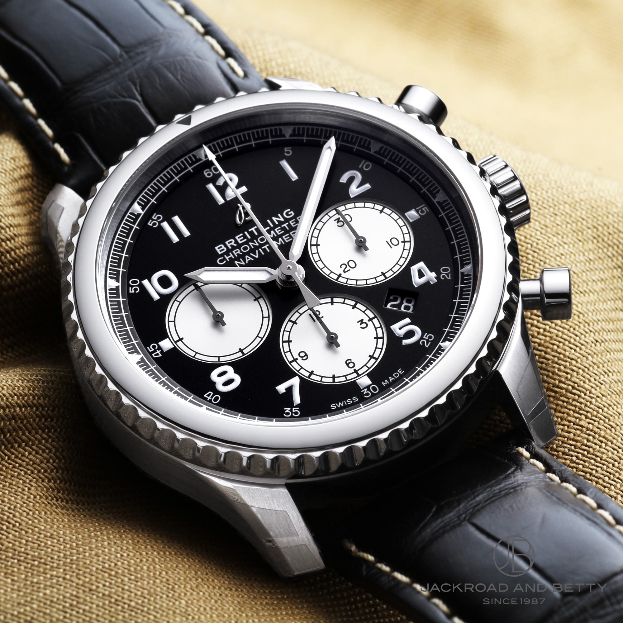 ☆訳あり 箱保付き【BREITLING】ブライトリング ナビタイマー8 M13314 デイデイト ブラックスチール 自動巻き メンズ【ev20】