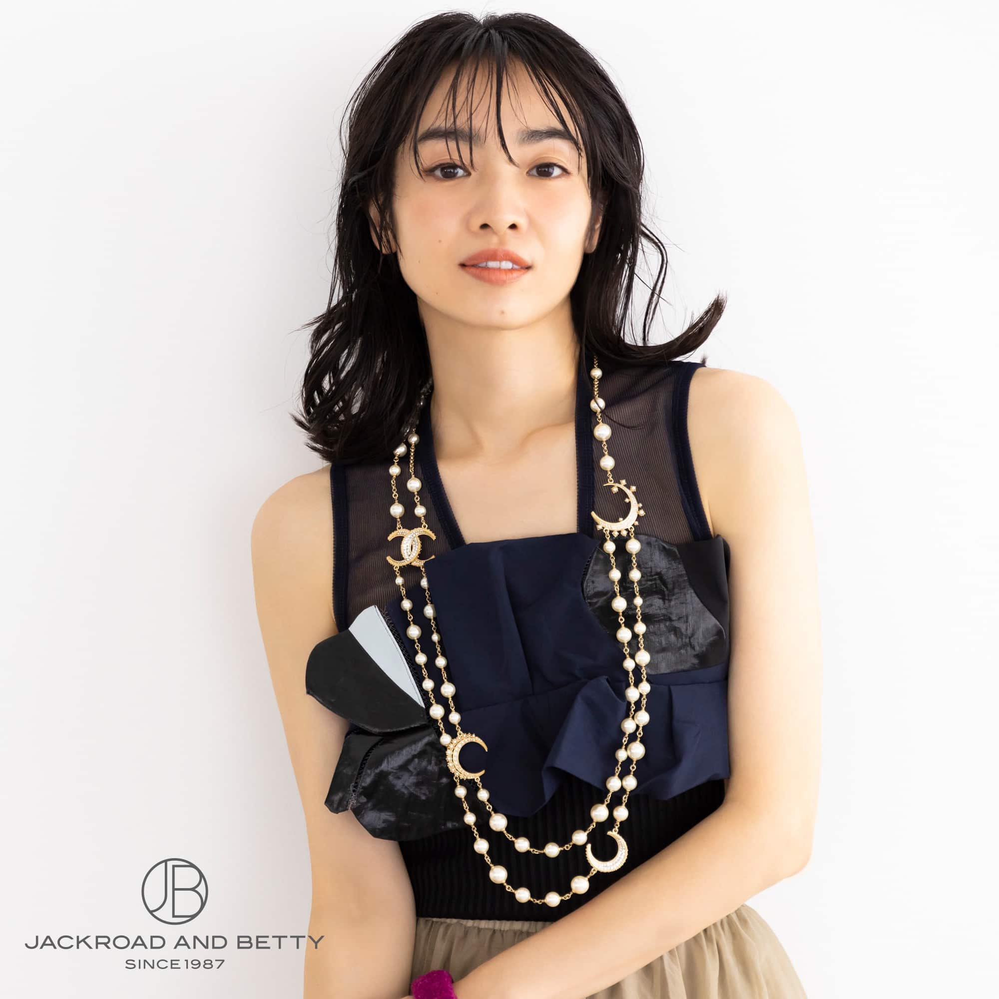 ココマーク パール ロング ネックレス[] Coco Mark Pearl Long
