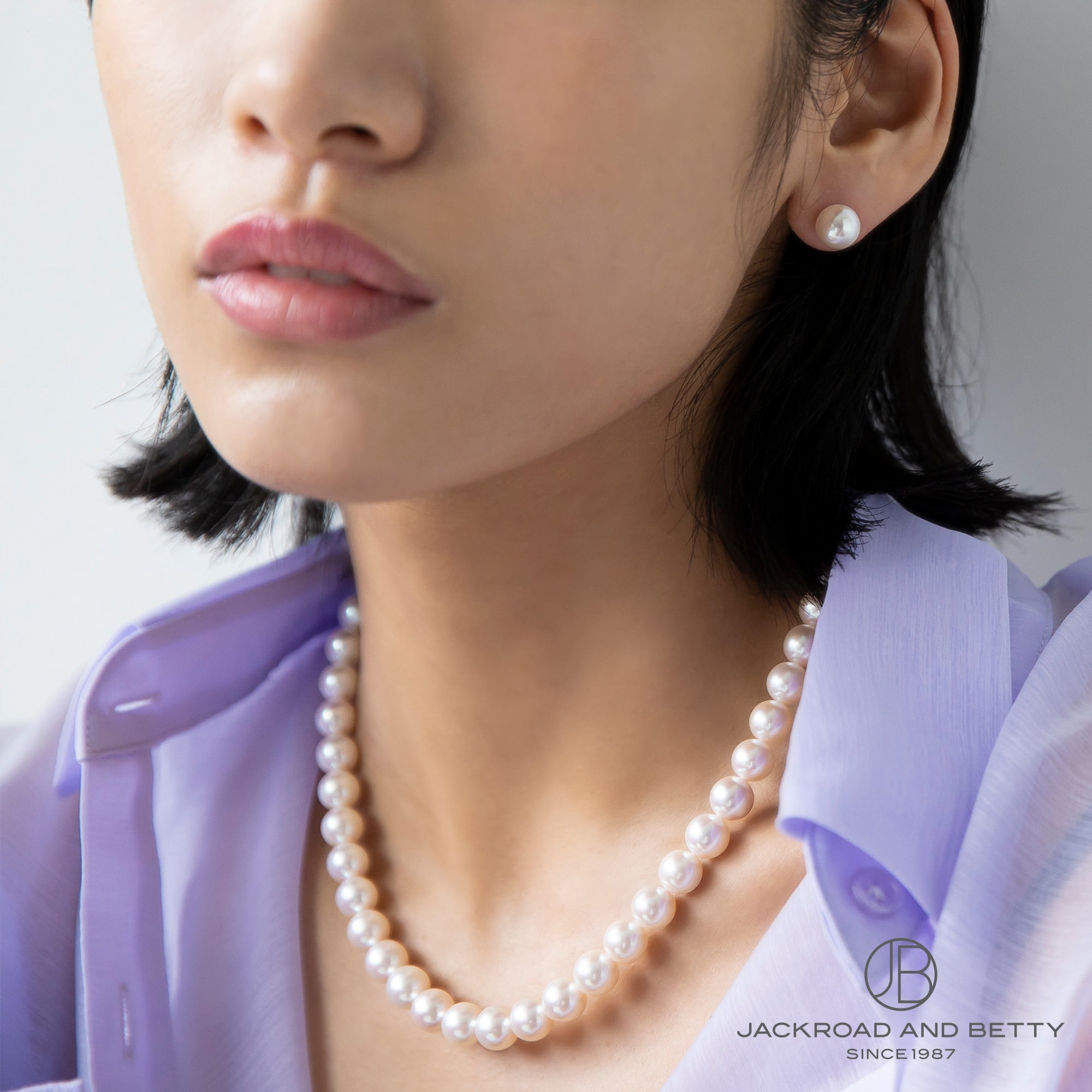 オーロラ花珠パールネックレス ピアスセット[D3PL006 9.0-9.5] Pearl necklace earrings set ノーブランド  新品 ジュエリー