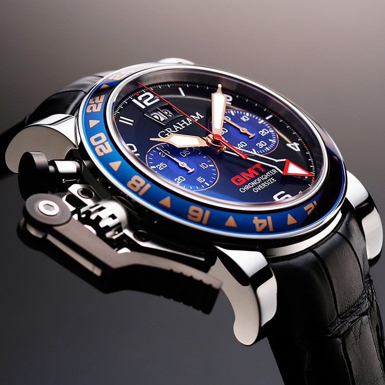 グラハム GRAHAM クロノファイター オーバーサイズ 20VAS.B01A.L50B SS/革ベルト 自動巻き メンズ 腕時計