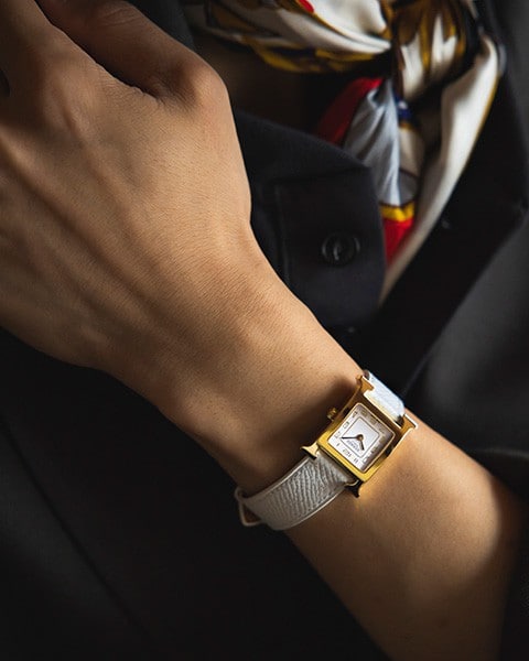 短時間使用☆エルメス腕時計 一生ものの革ストラップで味わう、エルメスの腕時計ふたつの愉悦