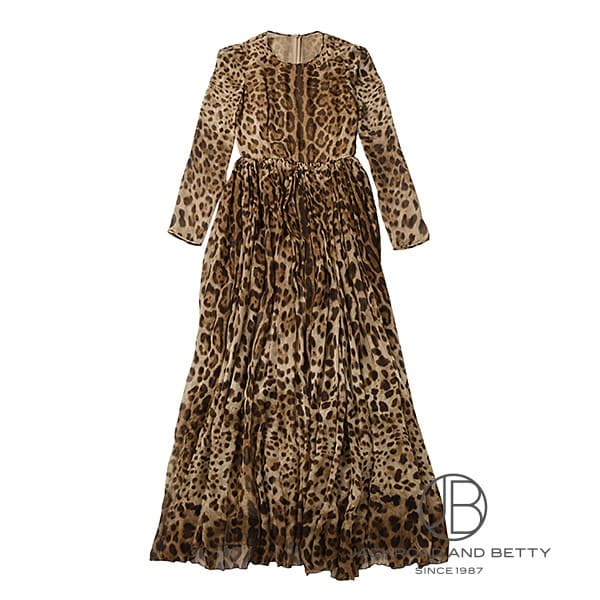 【ドルチェ&ガッバーナ】 ツイードワンピース タ裏地レオパード柄 38 レオパード柄 ワンピース[] Leopard One-piece | ドルチェ＆ガッバーナ