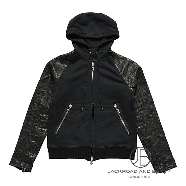 【未使用品】Chrome Hearts セメタリークロスパッチフーディー クロムハーツ セメタリー クロスパッチ レザー ジップフーディー