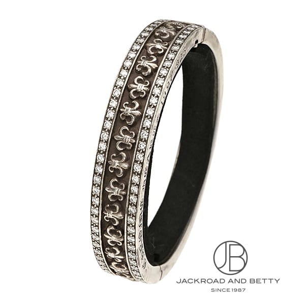 クロムハーツ ナローＶバンド BSフレア パヴェダイヤ バングル シルバー 中古