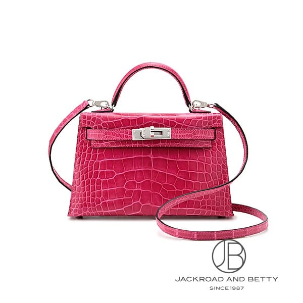 ミニケリー2 外縫い アリゲーターシャイニー クロコダイル ローズ