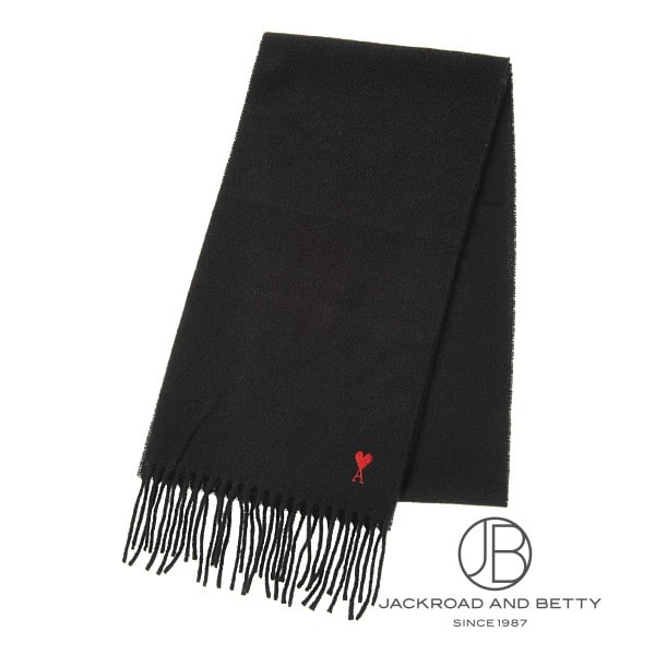 ウール フリンジ クラシック スカーフ[BFUSF405.334.001] Red Ami de