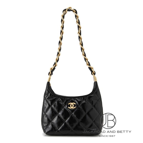 VINTAGE シャネル スモールホーボーバッグ キャビア ブラック スモール ホーボー バッグ ブラック 黒[AS4922 B16897 94305