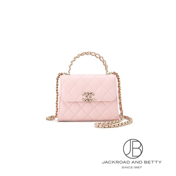 CHANEL シャネル マトラッセ クラッチバッグ ピンク 中古 シャネルボーイシャネル チェーンクラッチバッグ 14143 ピンク