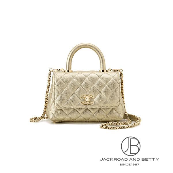 未使用 CHANEL ノベルティ ハンドル付マトラッセ バッグ ゴールドチェーン マトラッセ ココハンドル 19 ミニ トップハンドル フラップ バッグ