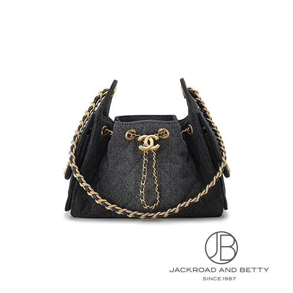 CHANEL 25 ミニ ハンドバッグ ブラックデニム 黒[AS5631 B20520 U0725