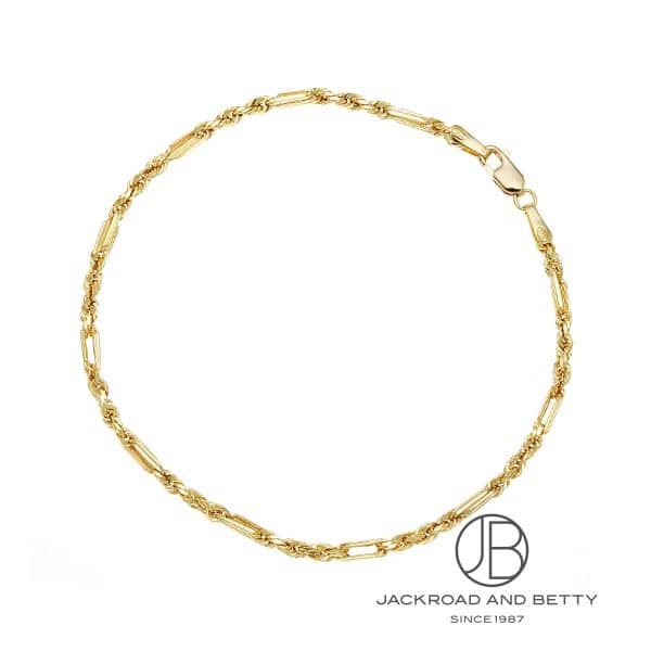 ユニドロブレスレット　イエロー系 K18 フィガロ ロープ ブレスレット[K18HT-018-HL-FGR 1] K18 Bracelet