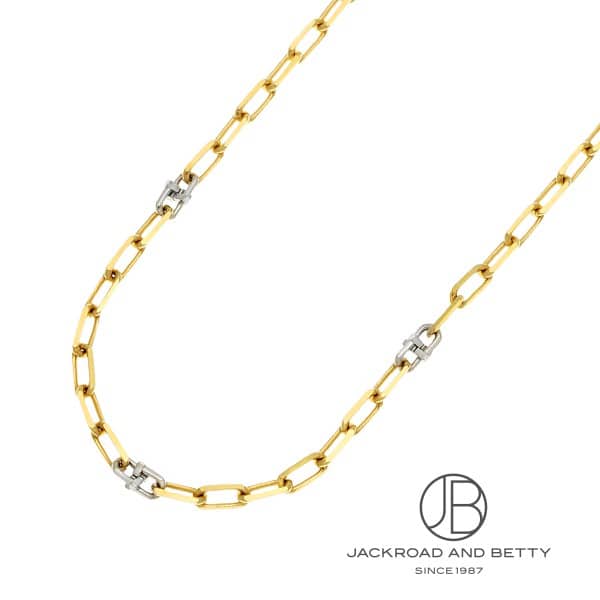 K18 PT850 コンビ カット アズキ チェーン ネックレス 14g 50cm[] K18