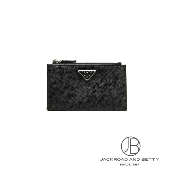 サフィアーノレザー ファスナー付き カードケース ネロ ブラック