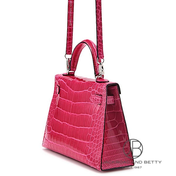 ミニケリー2 外縫い アリゲーターシャイニー クロコダイル ローズ