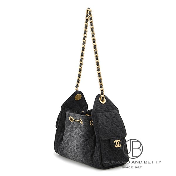 CHANEL 25 ミニ ハンドバッグ ブラックデニム 黒[AS5631 B20520 U0725