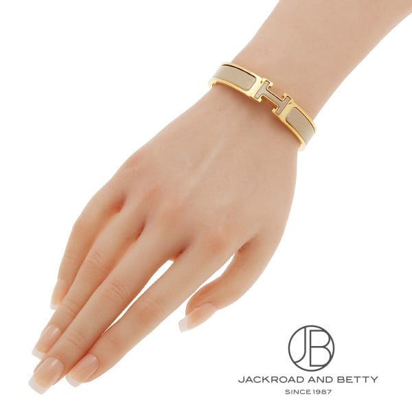 エナメルブレスレット クリックH PM マロングラッセ ベージュ