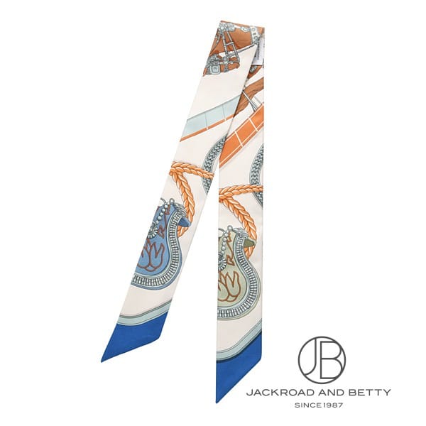 エルメス　ツイリー　箱あり エルメス ツイリー MILLE ET UN LAPINS ネイビー 064007S シルク100