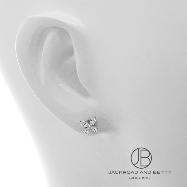 クラシック バタフライ ダイヤモンド プティ スタッド イヤリング