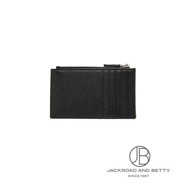 PRADA ブラック　サフィアーノ　レザー ケース サフィアーノレザー ファスナー付き カードケース ネロ ブラック