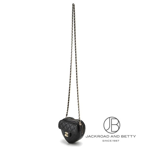 マトラッセ ハート チェーン クラッチ バッグ ブラック 黒[AP2784