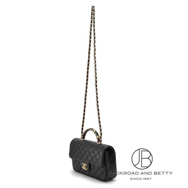 マトラッセ スモールトップハンドル フラップ バッグ ブラック 黒