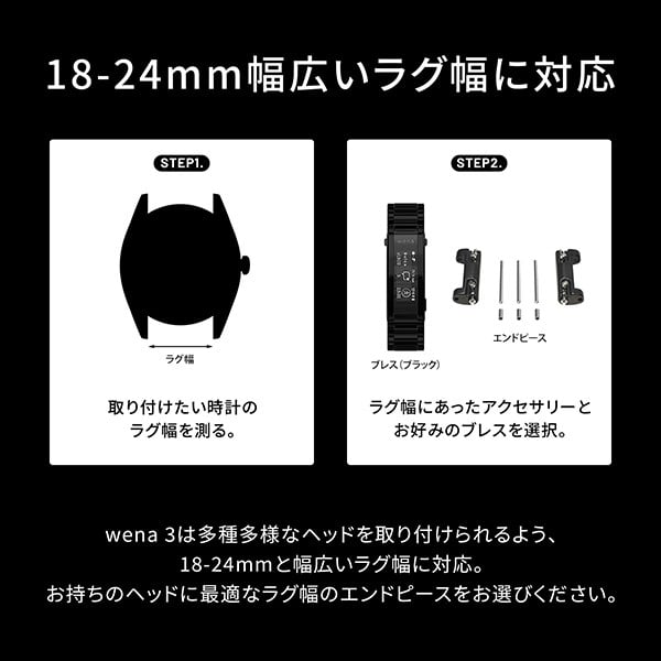 wena 3 metal Premium Black ＋20mmエンドピース