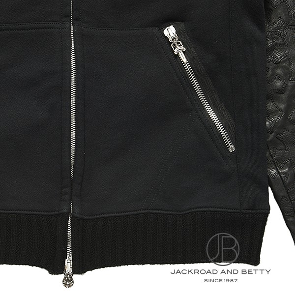 クロムハーツ セメタリー クロスパッチ レザー ジップフーディー