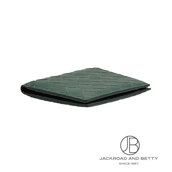 極美品　ボッテガヴェネタ　希少　二つ折り財布　デボス　イントレチャート　グリーン BOTTEGA VENETA（ボッテガ・ヴェネタ） 二つ折り財布 イントレチャート