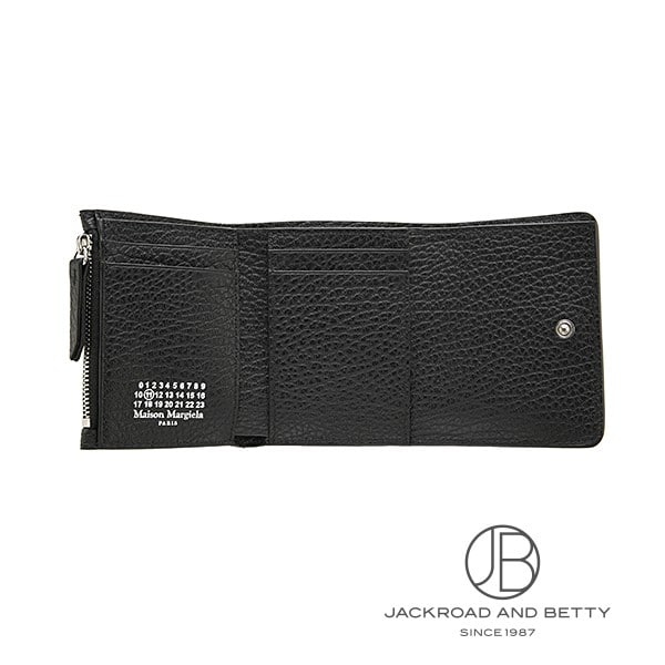 【ポタージュ】 マルジェラ 4ステッチ 三つ折り ウォレット ブラック 4ステッチ 三つ折り ウォレット ブラック 黒