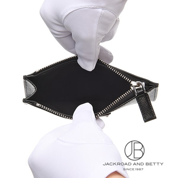 サフィアーノレザー ファスナー付き カードケース ネロ ブラック