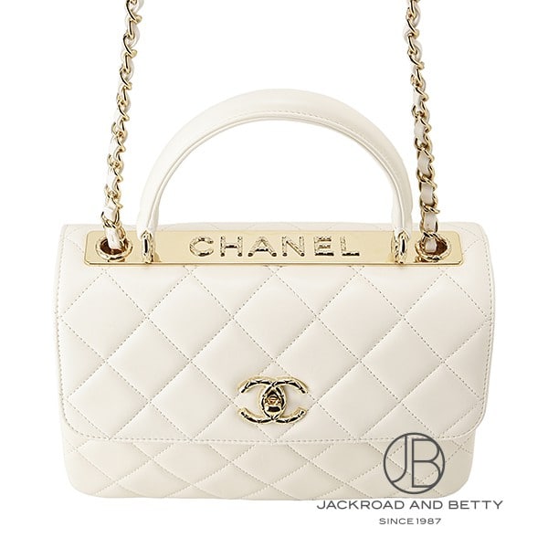 シャネル chanel 白 トップハンドル フラップ ショルダー バッグ