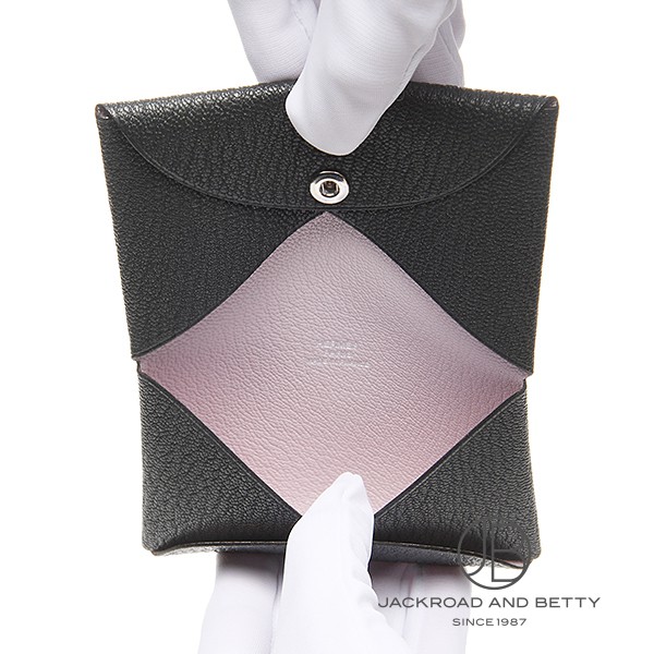 【新品】エルメス　カルヴィドゥオ　モーヴペール エルメス カルヴィ デュオ モーヴペール ヴォーエプソン シルバー金具