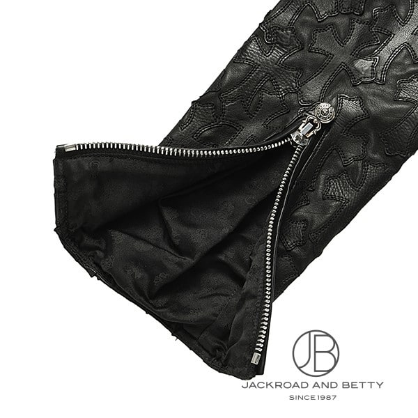 クロムハーツ セメタリー クロスパッチ レザー ジップフーディー