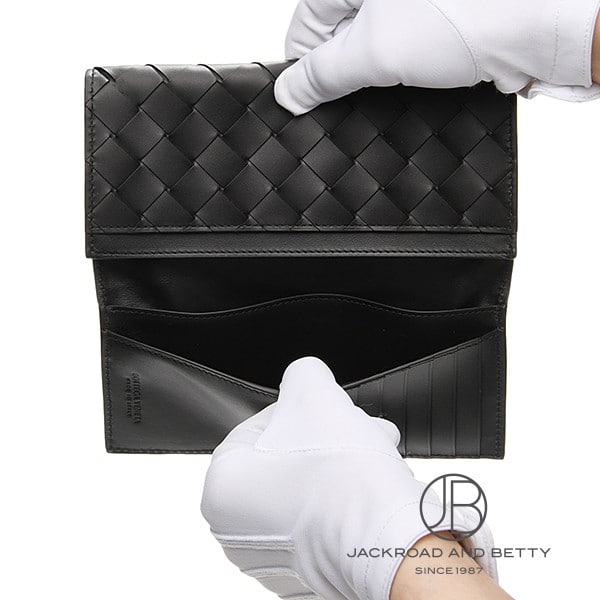 【関税込】bottega veneta イントレチャート フラップウォレット イントレチャート フラップ ウォレット ブラック 黒[635567