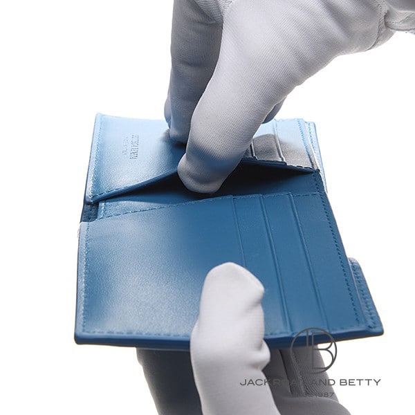 カセット 二つ折り ウォレット ディープパシフィック ブルー 青[743004