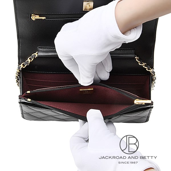 チェーンショルダーバッグ 長財布 ブラック ノベルティ aa